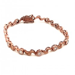 Ροζ επιχρυσωμένο ασημένιο γυναικείο βραχιόλι SIB020